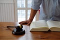 judge with gavel & legal law book at courtroom. lawyer attorney Royalty Free Stock Photo