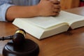 judge with gavel & legal law book at courtroom. lawyer attorney Royalty Free Stock Photo