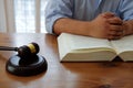 judge with gavel & legal law book at courtroom. lawyer attorney Royalty Free Stock Photo