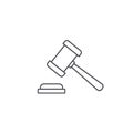 Judge gavel line Icon, Vector Simple illustration isolated on white background Royalty Free Stock Photo