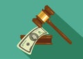 Judge gavel with money