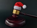 Judge gavel santa hat and court decision