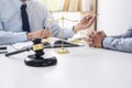 Judge gavel with scales of justice, Business people and male law Royalty Free Stock Photo