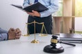 Judge gavel with scales of justice, Business people and male law Royalty Free Stock Photo