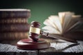 Judge gavel, and law books in court Royalty Free Stock Photo