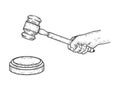 Judge gavel sketch vector illustration Royalty Free Stock Photo