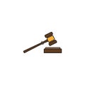 Judge gavel solid icon, auction hammer sign