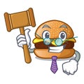 Judge hamburger with the cartoon cheese toping