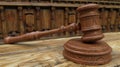 Judge hammer in the court room. Wooden gavel as a symbol of justice Royalty Free Stock Photo