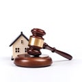 judge hammer and house miniature, ai generative Royalty Free Stock Photo