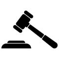 Judge hammer icon, gavel law, hammer for sentencing and bills, court, justice, with stand