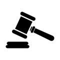 Judge hammer icon, law auction symbol, gavel justice sign vector illustration button Royalty Free Stock Photo