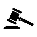 Judge hammer icon, law auction symbol, gavel justice sign vector illustration button