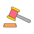 Judge hammer icon, law auction symbol, gavel justice sign vector illustration button Royalty Free Stock Photo