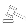 Judge hammer icon, law auction symbol, gavel justice sign vector illustration button