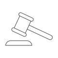 Judge hammer icon, law auction symbol, gavel justice sign vector illustration button Royalty Free Stock Photo