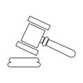 Judge hammer icon, law auction symbol, gavel justice sign vector illustration button Royalty Free Stock Photo