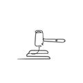 Judge hammer icon law gavel. Auction court hammer bid authority concept symbol. with single line art doodle style vector