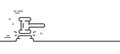 Judge hammer line icon. Court judgement sign. Minimal line pattern banner. Vector