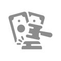 Judge hammer and money, finance vector icon