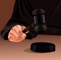 Judge hand with gavel