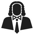 Judge icon. Black lawyer avatar. Legal court worker