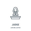 judge icon vector from law and justice collection. Thin line judge outline icon vector illustration. Linear symbol for use on web Royalty Free Stock Photo