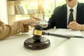 Judge lawyer gavel with bribe money in law firm Royalty Free Stock Photo