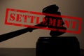 Judge legal gavel with Settlement stamp Royalty Free Stock Photo