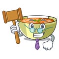 Judge lentil soup on a cartoon plate Royalty Free Stock Photo