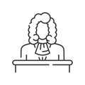 Judge line black icon. Courthouse concept. Law and justice profession. Sign for web page, mobile app, button, logo Royalty Free Stock Photo