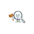 Judge magnifying glass cartoon character with mascot Royalty Free Stock Photo