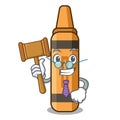 Judge orange crayon in a cartoon wallet Royalty Free Stock Photo