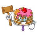 Judge pancake with strawberry mascot cartoon