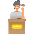 Judge at podium icon vector young court woman Royalty Free Stock Photo