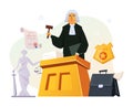 Judge pronounces judgment - modern colored vector poster Royalty Free Stock Photo