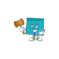 Judge rectangle sticker paper in cartoon character Royalty Free Stock Photo