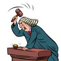 The judge in the robe pronounces sentence in the courtroom