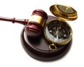 Judge's gavel and compass