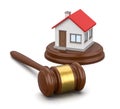 Judge's Gavel and House on White Background Royalty Free Stock Photo