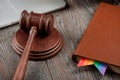 Judge`s gavel and law book Royalty Free Stock Photo