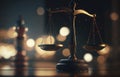 Judge\'s gavel and Scales of Justice with bokeh background. Judicial law concept, Generative AI