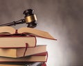 Judge's gavel on top of books with copyspace Royalty Free Stock Photo