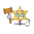 Judge star police badge on cartoon table
