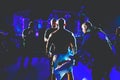 Referee is checking fighter before enters in ring, cage at MMA match Royalty Free Stock Photo