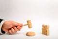 The judge tries to hit with a hammer and render a verdict over the figurines of parents with a void in the form of a child In the Royalty Free Stock Photo