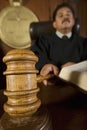 Judge Using Gavel In Courtroom Royalty Free Stock Photo