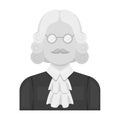 A judge in a wig and glasses.
