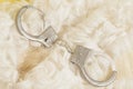 judge wig with handcuffs Royalty Free Stock Photo