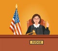 Judge woman in courtroom adjudicates Royalty Free Stock Photo